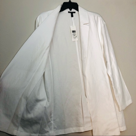 NWT Eileen Fisher White Notch Collar Open Front Lightweight Blazer size M - Picture 8 of 12
